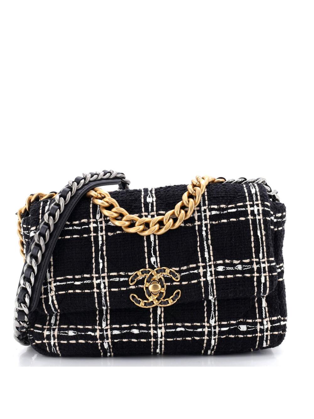 Chanel 19 Flap Bag Quilted Tweed Medium #220613C49B